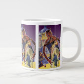 レーザービームの目を持つヴィンテージサイエンスフィクションロボット ジャンボコーヒーマグカップ (右)