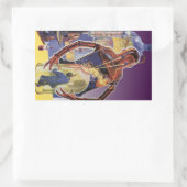 レーザービームの目を持つヴィンテージサイエンスフィクションロボット 長方形シール (バッグ)