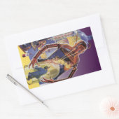 レーザービームの目を持つヴィンテージサイエンスフィクションロボット 長方形シール (封筒)