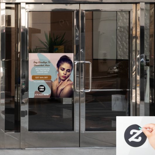 レーザーヘア除去サービス編集可能ウィンドウの固定 ウィンドウサイン (オフィスドア)