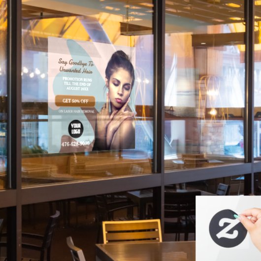 レーザーヘア除去サービス編集可能ウィンドウの固定 ウィンドウサイン (レストラン窓)