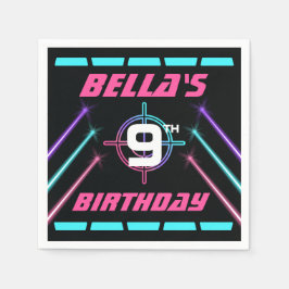 レーザーラベルガールズネオンバースデーパーティー スタンダードカクテルナプキン