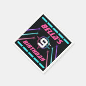 レーザーラベルガールズネオンバースデーパーティー スタンダードカクテルナプキン (角)