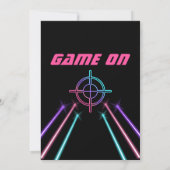 レーザーラベルガールズネオンピンク、ブルービーム誕生日 招待状 (裏面)