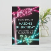 レーザーラベルキッドの誕生日おもしろい誕生日招待状 招待状 (スタンド正面)