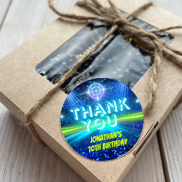 レーザーラベルゲーミングブルーグリーンネオングローサンキュー ラウンドシール