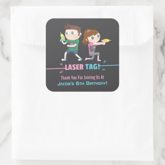 レーザーラベルゲームキッズありがとうシール スクエアシール (バッグ)