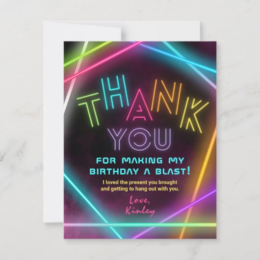 レーザーラベルサンキューカード |ガールレーザーラベルパーティー サンキューカード (正面)