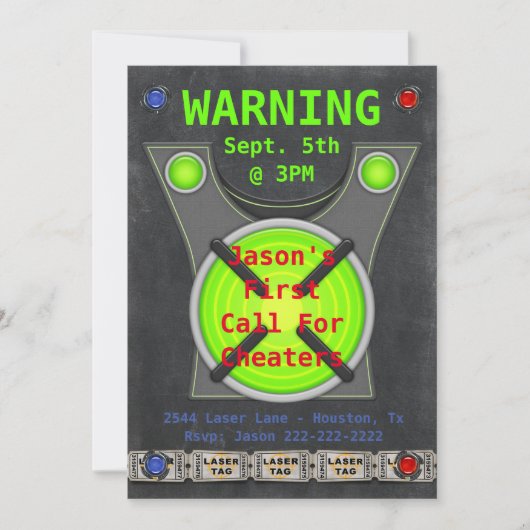 レーザーラベルチーター誕生パーティー 招待状 (正面)