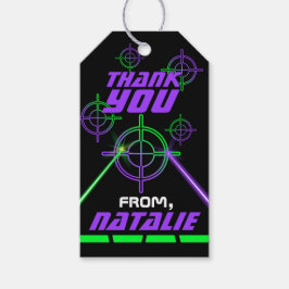 レーザーラベルネオングリーンとパープルビームのメッセージカード ギフトタグ