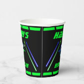 レーザーラベルネオングリーンとブルービーム誕生日 紙コップ (右)