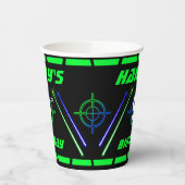 レーザーラベルネオングリーン及びブルービーム誕生日紙 紙コップ (左)