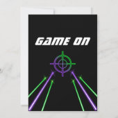 レーザーラベルネオングリーン&パープルビームバースデーパーティー 招待状 (裏面)