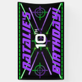 レーザーラベルネオングリーン&パープルビームバースデーパーティー 横断幕 (縦)