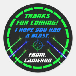 レーザーラベルネオンバースデーパーティーありがとうステッカー ラウンドシール