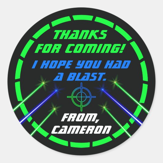 レーザーラベルネオンバースデーパーティーありがとうステッカー ラウンドシール (正面)