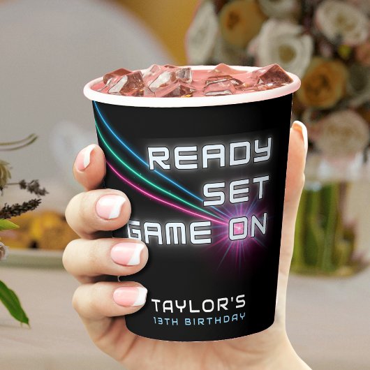 レーザーラベルネオンバースデーパーティー 紙コップ