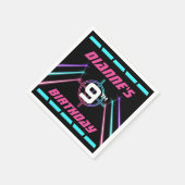 レーザーラベルネオンピンクバースデーパーティー スタンダードカクテルナプキン (角)