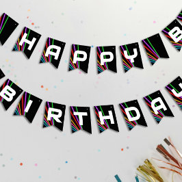 レーザーラベルネオンライトバースデーパーティー バンティングフラッグ