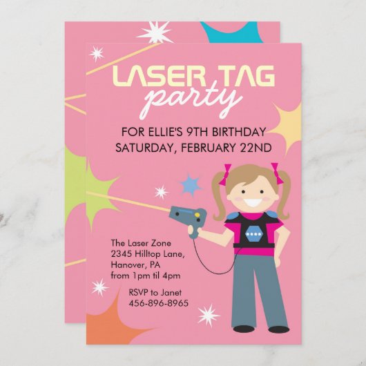 レーザーラベルバースデーパーティ招待状 招待状 (正面/裏面)