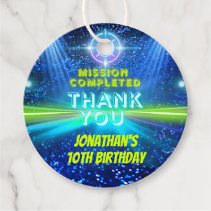 レーザーラベルブルーグリーンネオングローボーイズありがとう フェイバータグ