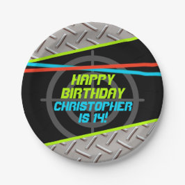 レーザーラベルボーイズ誕生日パパーソナライズされたーティ ペーパープレート