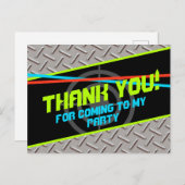 レーザーラベルボーイズ誕生日パーティーありがとうノートカード ポストカード (正面/裏面)