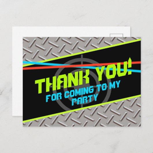 レーザーラベルボーイズ誕生日パーティーありがとうノートカード ポストカード (正面/裏面)