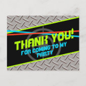 レーザーラベルボーイズ誕生日パーティーありがとうノートカード ポストカード (正面)