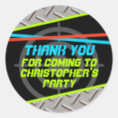 レーザーラベルボーイズ誕生日パーティーお願い名ありがとう ラウンドシール (正面)