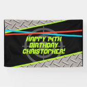 レーザーラベルボーイバースデーパーティーパーソナライズされた背景 横断幕 (横)