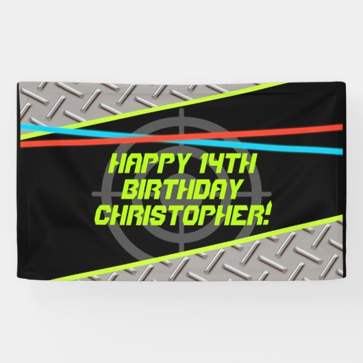 レーザーラベルボーイバースデーパーティーパーソナライズされた背景 横断幕 (横)