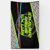 レーザーラベルボーイバースデーパーティーパーソナライズされた背景 横断幕 (縦)