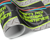 レーザーラベル少年バースデーパーティーパーソナライズされた ラッピングペーパー (ロールコーナー)