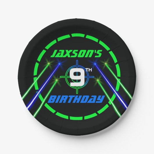 レーザーラベル誕生パーティーの食べ物 ペーパープレート (正面)