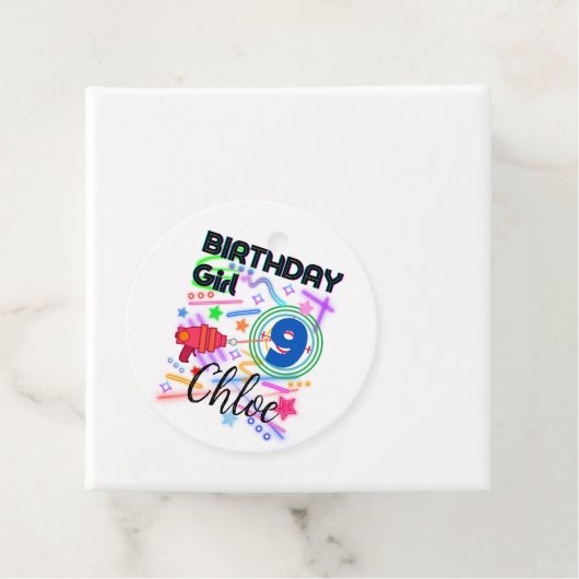 レーザーラベル誕生日ガールパーティー カラフル フェイバータグ (インサイチュ)