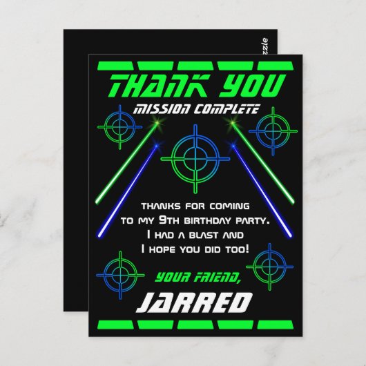 レーザーラベル誕生日パーティーありがとう ポストカード (正面/裏面)