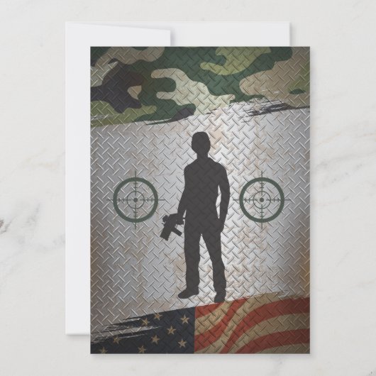 レーザーラベル誕生日パーティー軍隊迷彩柄招待状 招待状 (裏面)