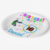 レーザーラベル誕生日ボーイパーティーゲーマーゲーム  ペーパープレート (アングル)