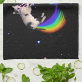 レーザーレインボー宇宙猫 キッチンタオル (折り畳み)