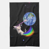 レーザーレインボー宇宙猫 キッチンタオル (縦)