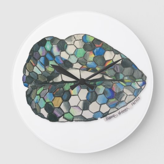 レーザー光線写真唇 ラージ壁時計 (正面)