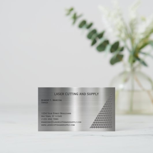 レーザー切断用品会社 名刺 (スタンド正面)