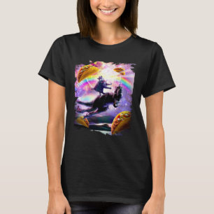 レーザー宇宙キャットオンレインボンドラノユニコーンタコス Tシャツ