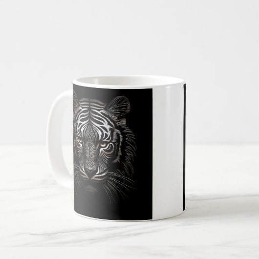 レーザー彫刻虎のコーヒーマグ コーヒーマグカップ (正面左)