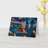 レーザー猫ピザパーティー カード (黄色い花)