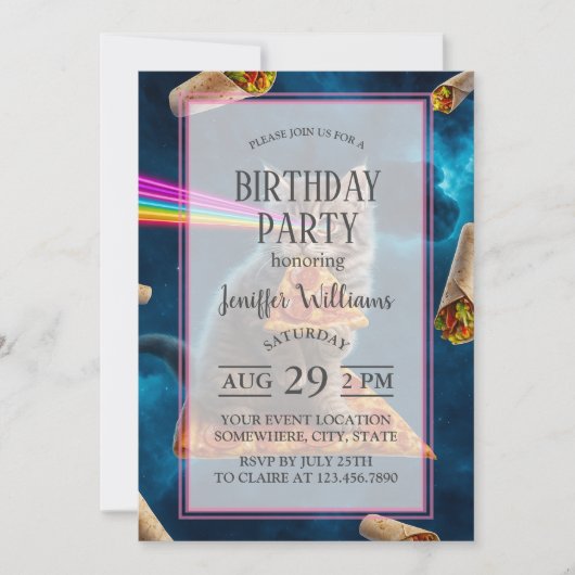 レーザー猫ピザパーティー 招待状 (正面)