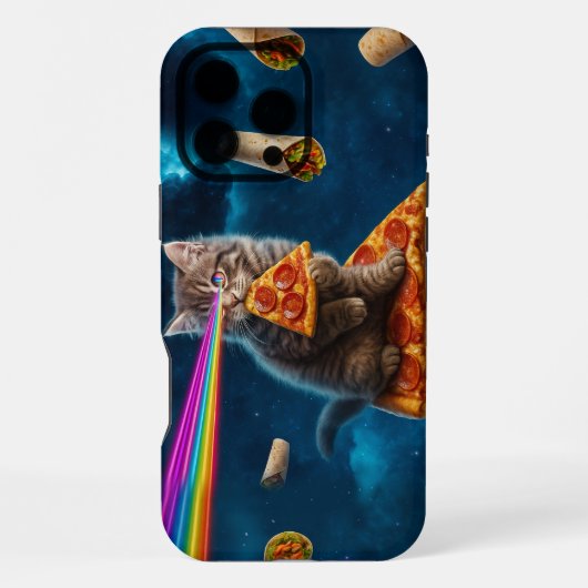 レーザー猫ピザパーティー iPhoneケース (裏面)