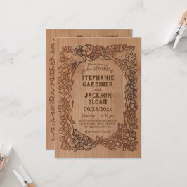 レーザー素朴彫刻ルックバードフローラ結婚ズ 招待状