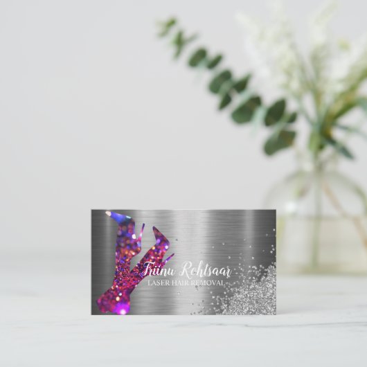 レーザー脱毛グリッターきらめく名刺 名刺 (スタンド正面)